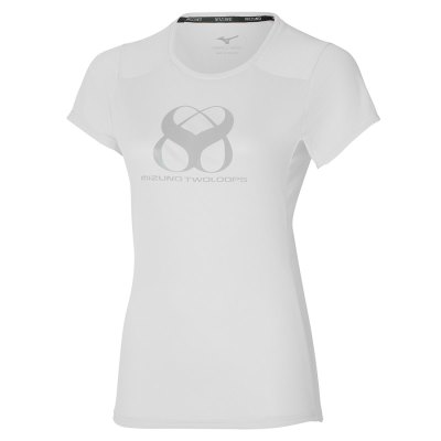 Camisa Mizuno Two Loops 8 Tee Mujer - Blancos - Chile M319GFWPMH